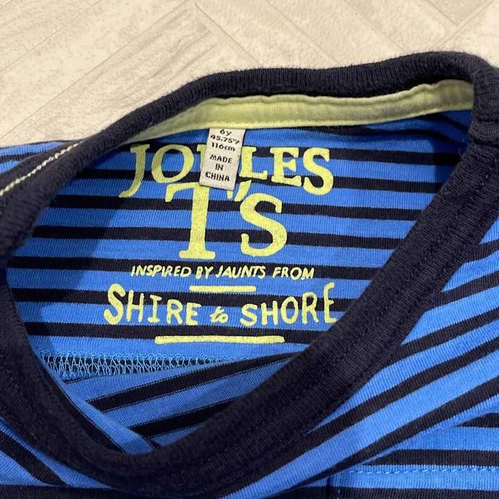Joules long sleeve blue stripe tee shirt, size 6 kids - Picture 4 of 5